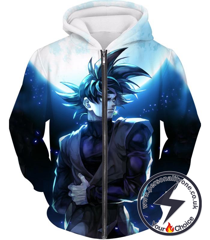 Dragon Ball Z Zip Up Hoodie - Black Goku Moon Night